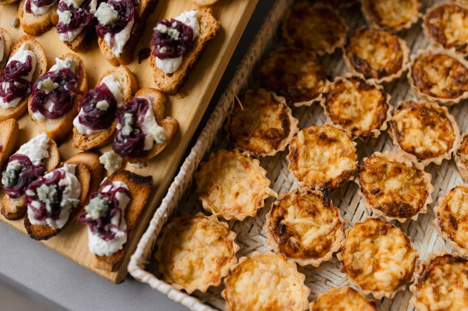 Gourmet appetizers on a serving tray